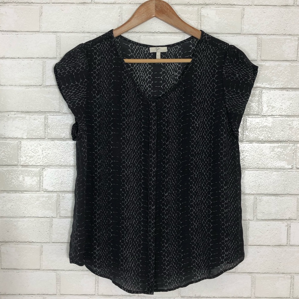 Joie python snake skin silk button front blouse